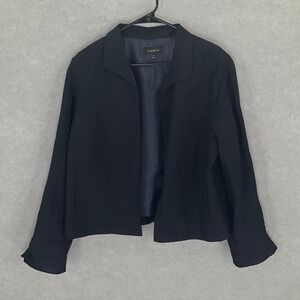 Talbots Women's Black Open Front Blazer Linen Jacket‎ Size 16 Career Office